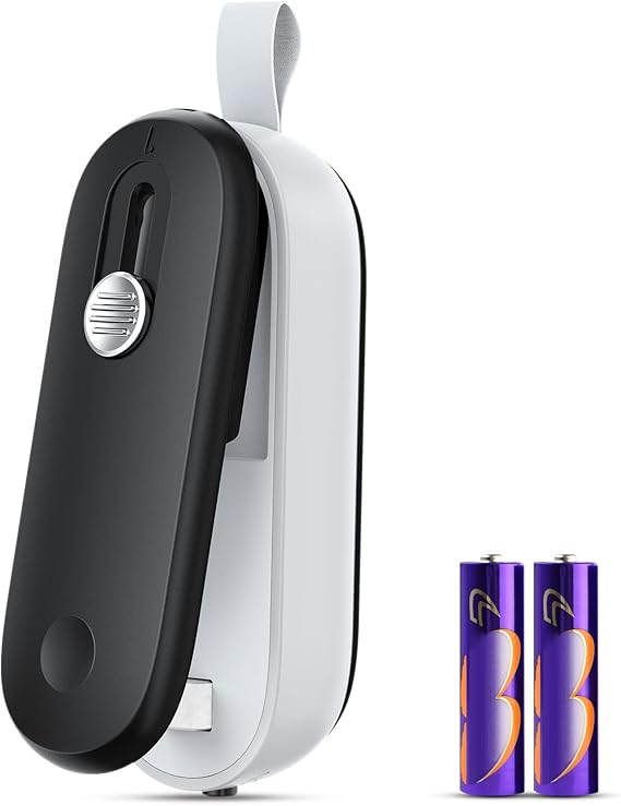 Mini Bag Sealer, 2 in 1 Heat Sealer with Cutter, Portable Resealer Machine for Chip, Plastic Bags Food Storage Snacks (Batteries Included)