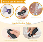 Mini Bag Sealer, 2 in 1 Heat Sealer with Cutter, Portable Resealer Machine for Chip, Plastic Bags Food Storage Snacks (Batteries Included)