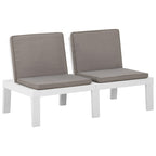 NNEVL Garden Lounge Bench with Cushion Plastic White