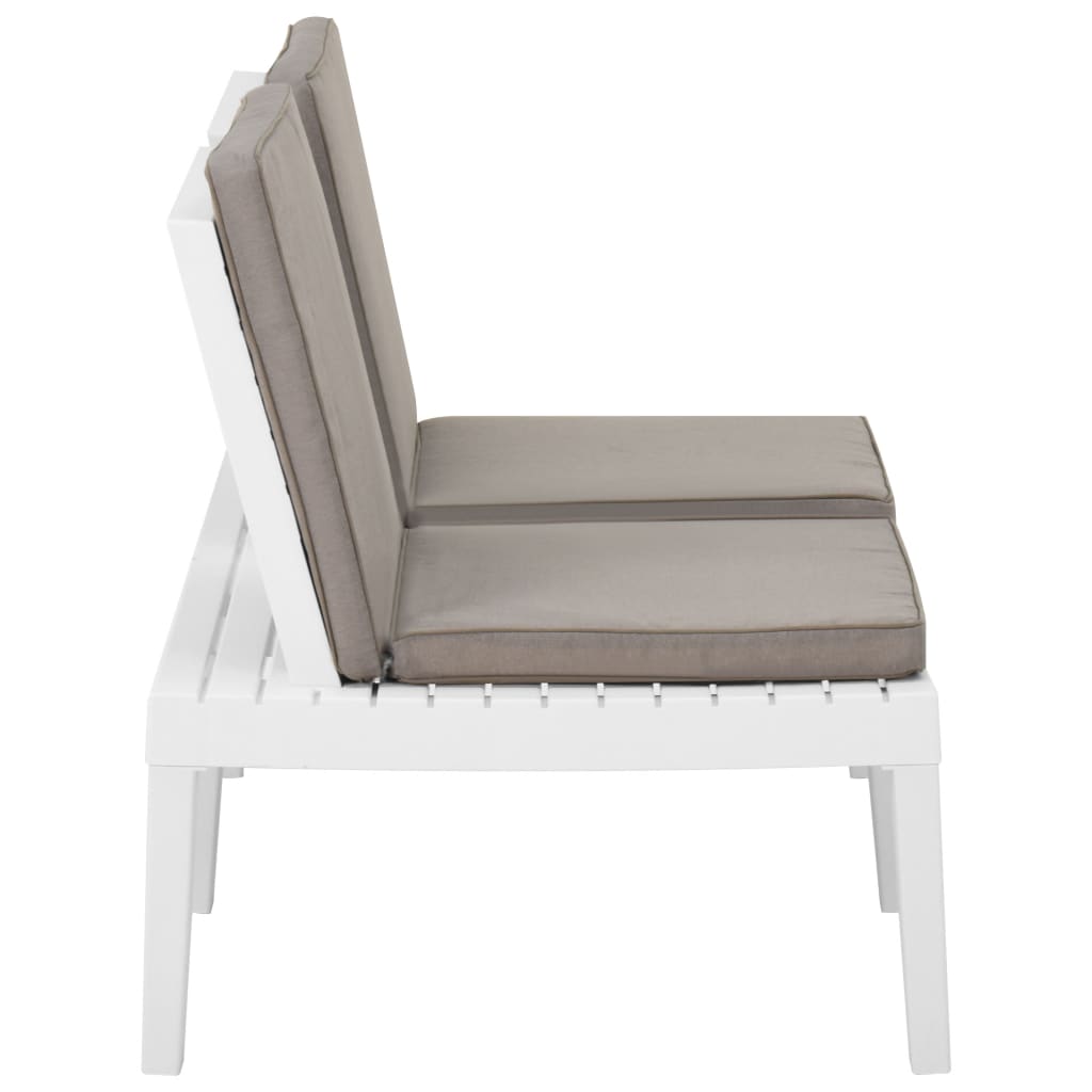 NNEVL Garden Lounge Bench with Cushion Plastic White