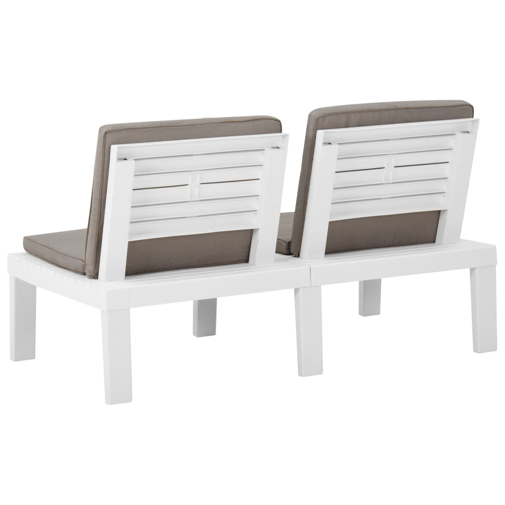 NNEVL Garden Lounge Bench with Cushion Plastic White