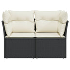 NNEVL Garden Sofa with Cushions 2-Seater Black Poly Rattan