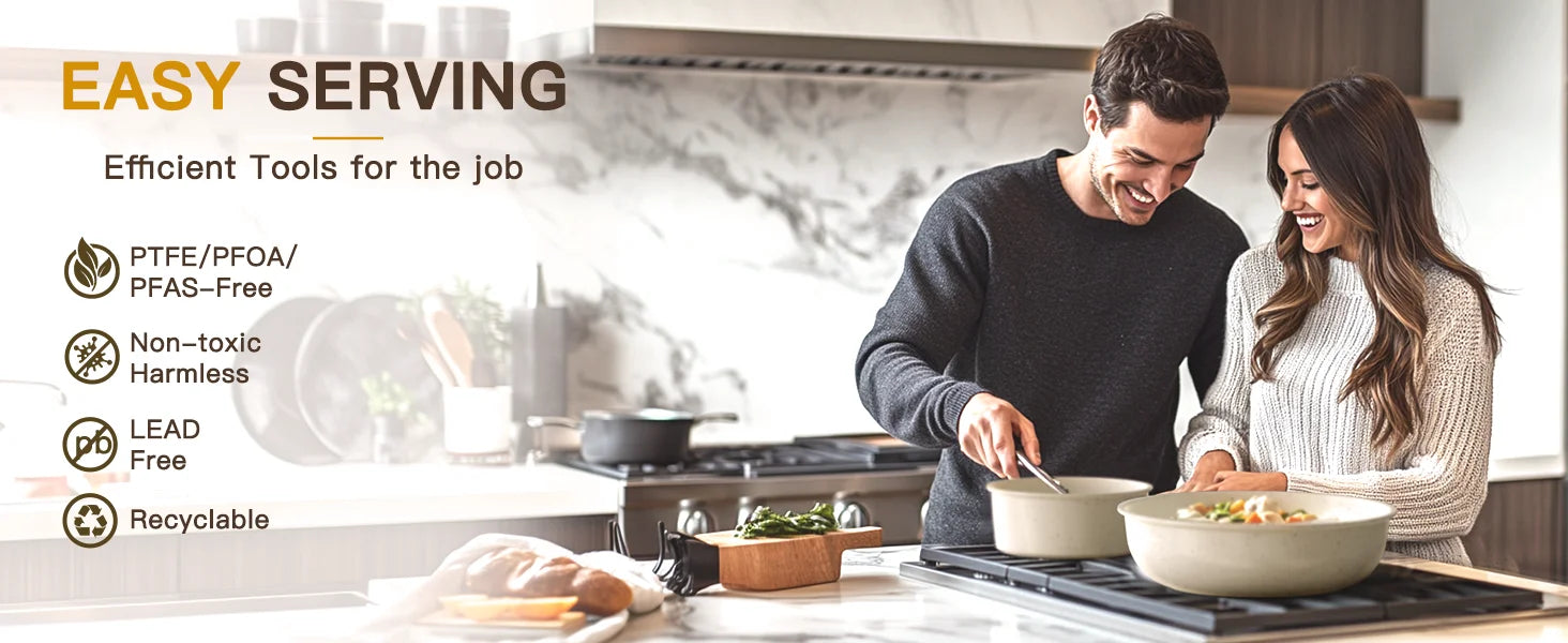 21-Piece Non-Stick Ceramic Cookware Set – Pots and Pans with Sensor Handles