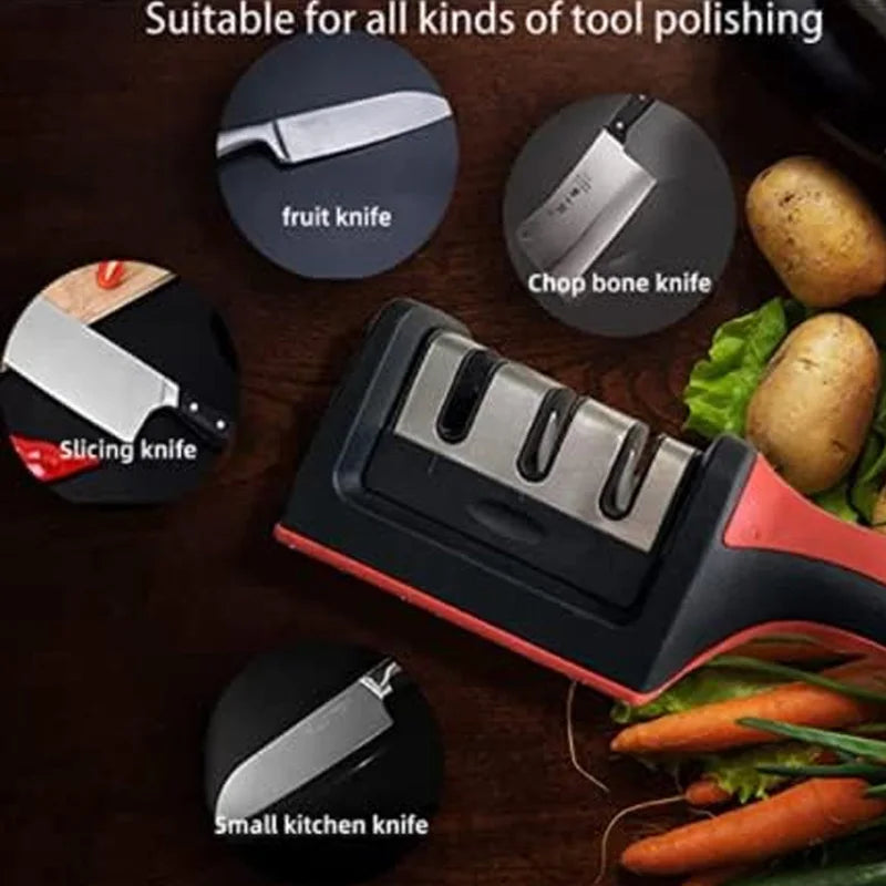 3-Stage Knife Sharpener - Manual Knife Sharpening Tool for Home Use, Quick & Easy Blade Maintenance, Home Kitchen Essential