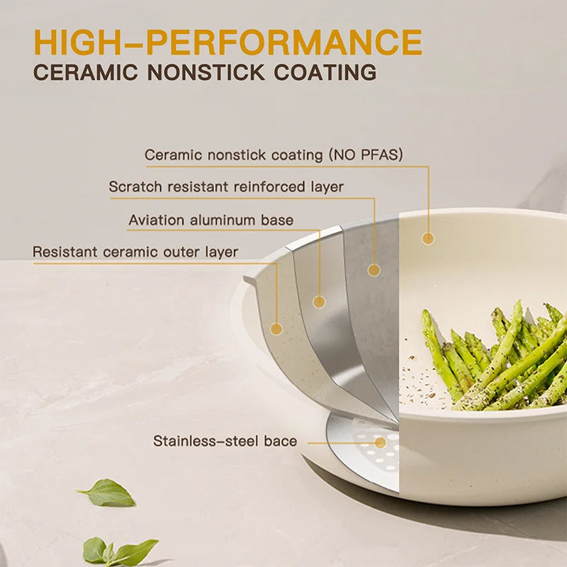 21-Piece Non-Stick Ceramic Cookware Set – Pots and Pans with Sensor Handles