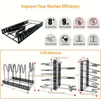 8-Tier Duty Pot Rack Organizer Durable Metal,Space-saving Cabinet Holder for Pots,Pans and lids-Keep Your Kitchen Neat and Tidy