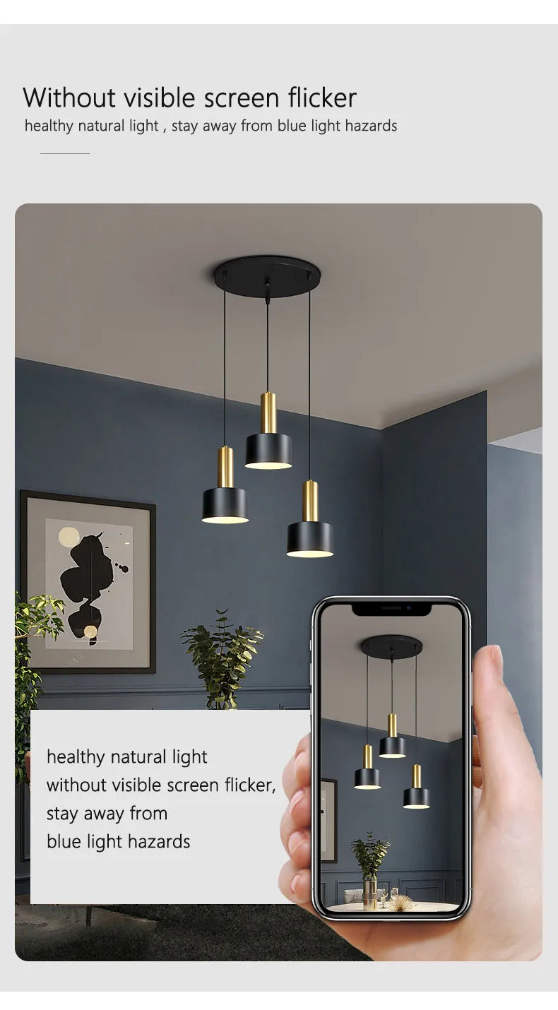 Minimalist dining room chandelier, modern Nordic lamp, light luxury living room lamp, long dining table, bar table lamp