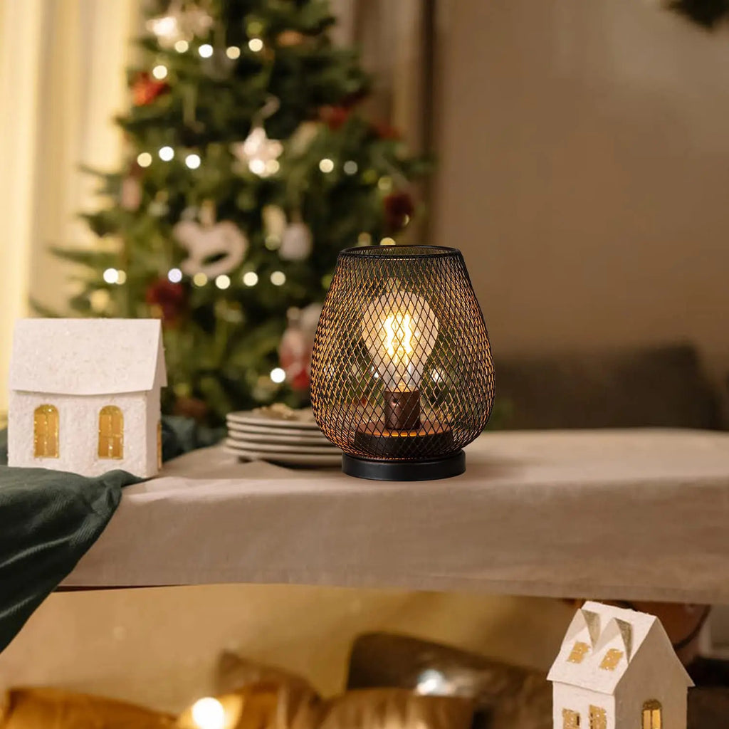 Modern Nordic Industrial Bird Cage Decorative Desk Lamp with Flexible Iron Frame LED Night Light for Bedroom Use