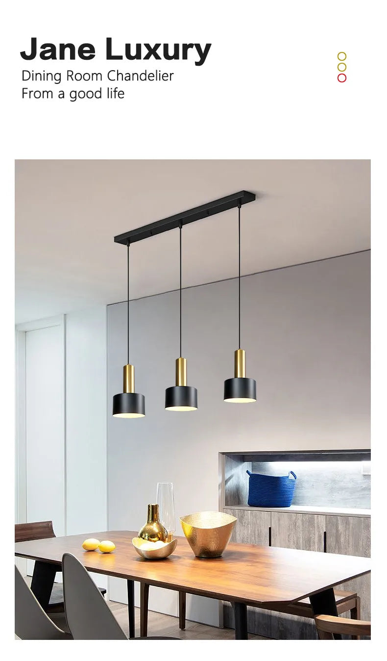 Minimalist dining room chandelier, modern Nordic lamp, light luxury living room lamp, long dining table, bar table lamp