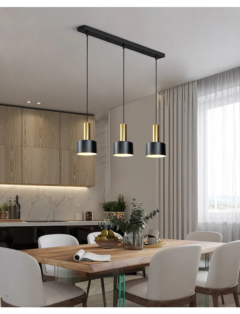Minimalist dining room chandelier, modern Nordic lamp, light luxury living room lamp, long dining table, bar table lamp
