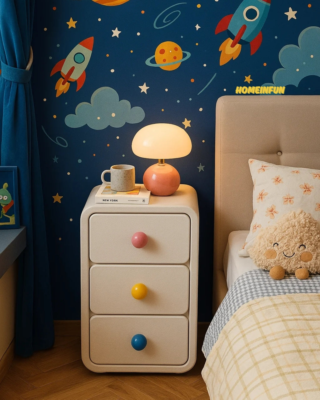 Playful Bedside Narrow Cabinet