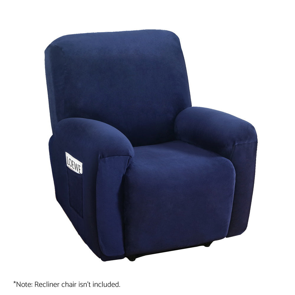 NNEDSZ Artiss Recliner Chair Covers 1 Seater Velvet Navy