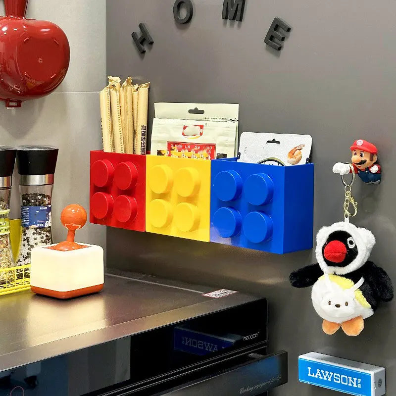 Magnetic wall-mounted narrow-edge kitchen straw, cling film storage box, refrigerator side storage rack