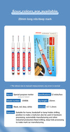 4Pcs Deep Hole Long Nib Markers For Pen Set Waterproof Fine Tip for Metal, wood & Furniture Marking