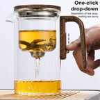1 Set Glass Teapot Water Separation Wooden Handle Glass Tea Kettle With Infuser Drip-Free Spout Tea Pot For Tea Brewing