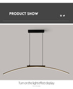 Contemporary Dining Room Pendant Light Sleek LED Arc Hanging Lamp Adjustable Brightness Energy Efficient Ideal for Kitchen Resta