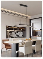 Contemporary Dining Room Pendant Light Sleek LED Arc Hanging Lamp Adjustable Brightness Energy Efficient Ideal for Kitchen Resta