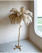 Living Room Sofa Side Floor Lamp Nordic Creative Ostrich Feather Standing Floor Light Home Decor Indoor Bedroom Bedside Fixture
