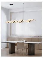 Nordic Creative Led Chandelier Design Long Wave Pendant Lights Restaurant Bar Lamp Dining Room Home Decor Hanging Light Fixture