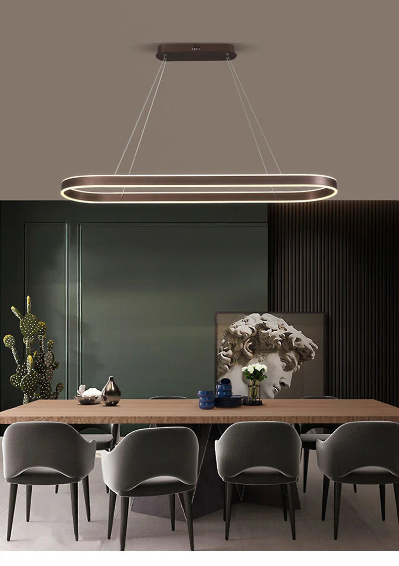 Nordic LED Restaurant Chandelier Ring Aluminum Chandelier Suitable For Kitchen Restaurant Hanging Chandelier Lustre Lighting