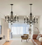 American Black Metal E14 Led Chandelier Living Room Crystal Hanging Lamp Art Decor Home Lighting Led Lamparas Luminarias