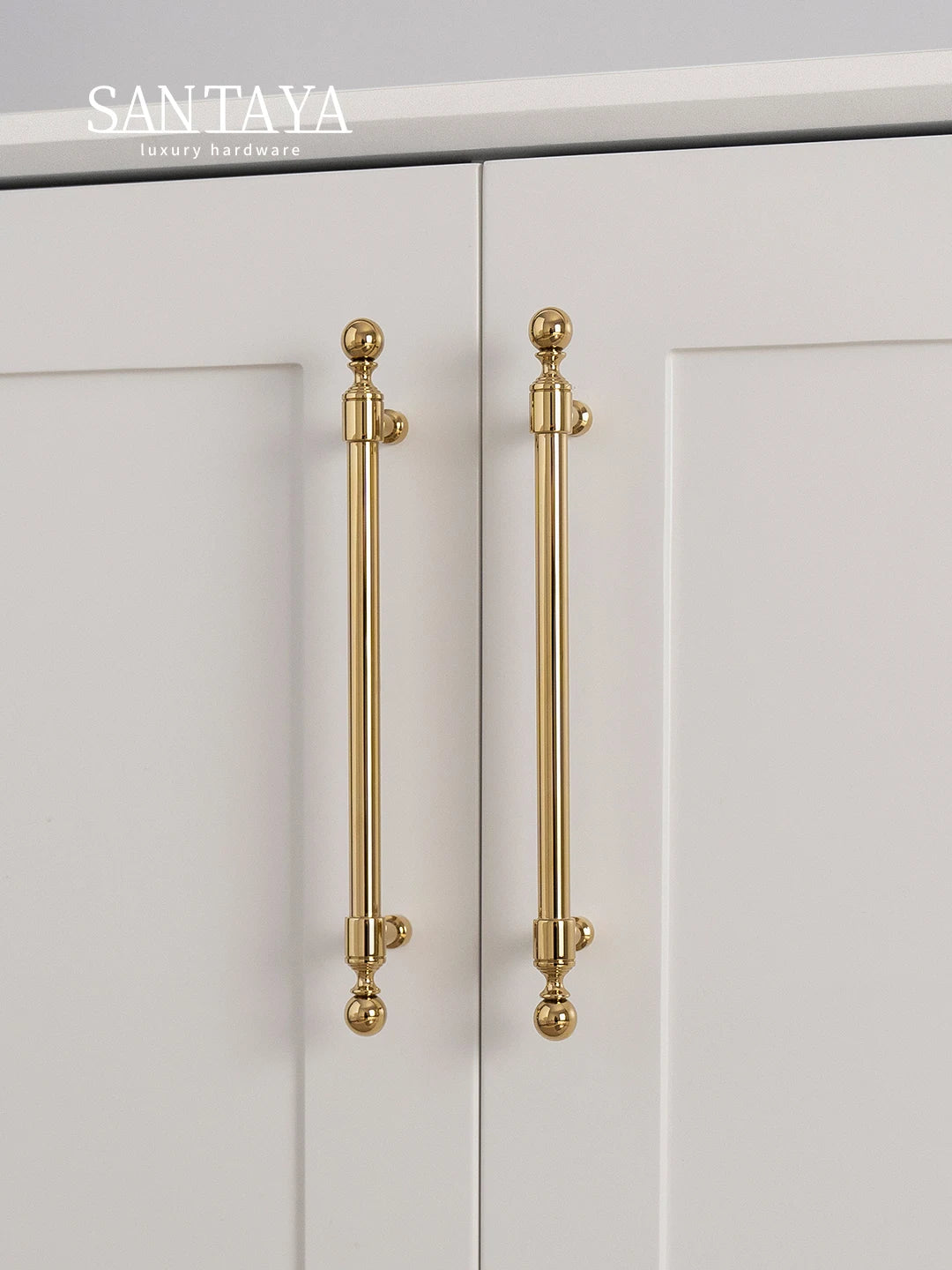 Santaya Solid Brass Kitchen Cabinet Handle PVD Gold Furniture Pulls Wardrobe Long Handles Dresser Drawer Knobs