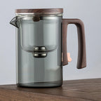 1 Set Glass Teapot Water Separation Wooden Handle Glass Tea Kettle With Infuser Drip-Free Spout Tea Pot For Tea Brewing