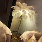 Living Room Sofa Side Floor Lamp Nordic Creative Ostrich Feather Standing Floor Light Home Decor Indoor Bedroom Bedside Fixture