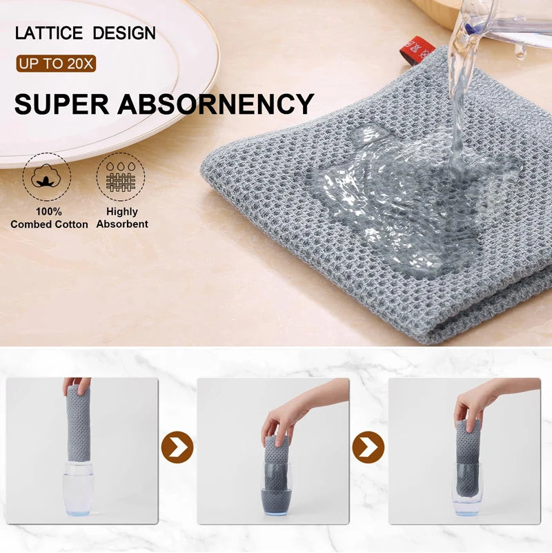 New 100% Cotton Dishcloth Ultra Soft Absorbent Kitchen Towel Household Cleaning Cloth Wash Cloth Kitchen Accessories