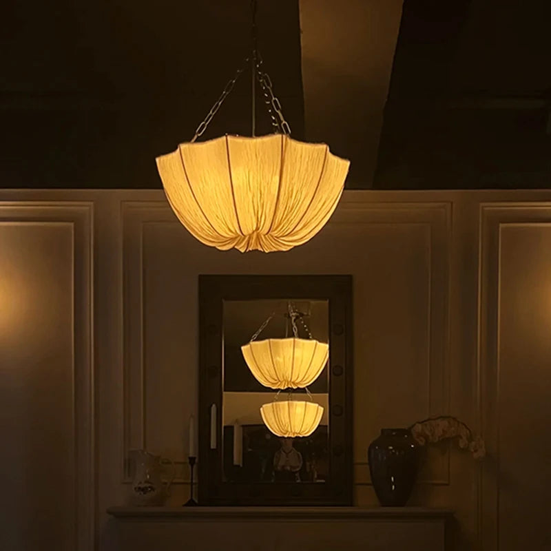 Japanese Wabi Sabi Retro Fabric Pendant Lights Living Dining Room Chandelier Lighting Home Decor Bedroom Lustre Led Hanging Lamp