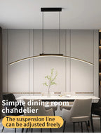 Contemporary Dining Room Pendant Light Sleek LED Arc Hanging Lamp Adjustable Brightness Energy Efficient Ideal for Kitchen Resta