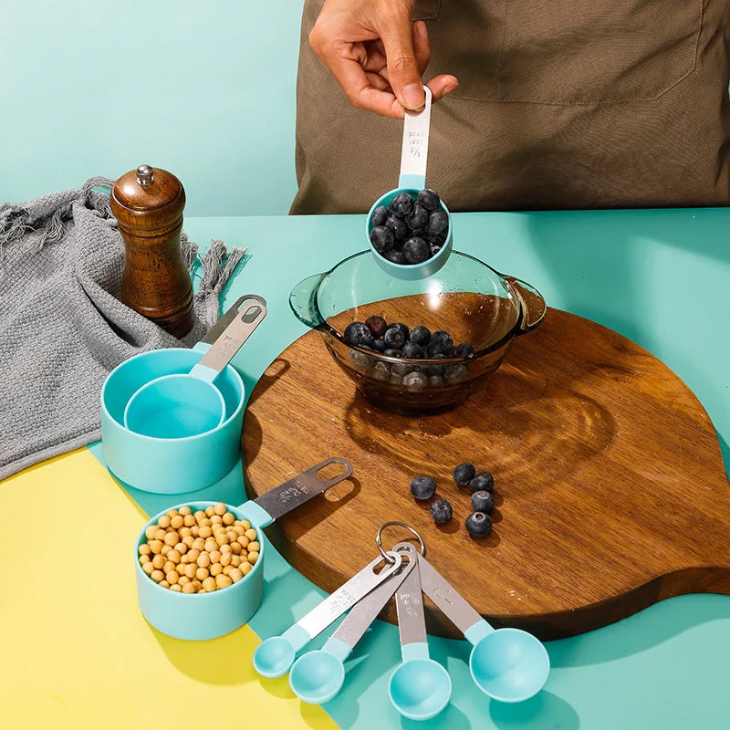 8pcs Measuring Cups & Spoons Set,Stackable Nesting Measure Cups with Stainless Steel Handle,Kitchen Gadgets for Cooking & Baking