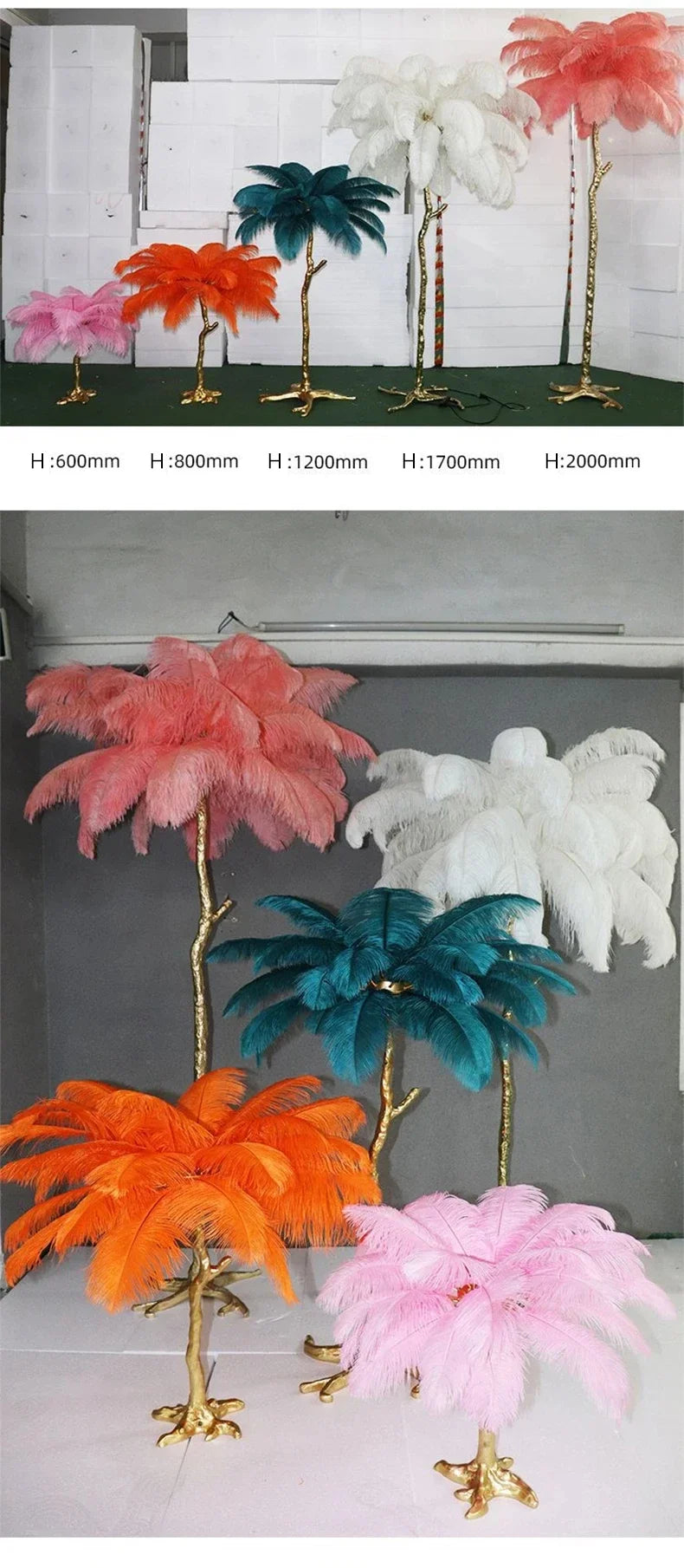 Living Room Sofa Side Floor Lamp Nordic Creative Ostrich Feather Standing Floor Light Home Decor Indoor Bedroom Bedside Fixture