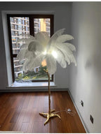 Living Room Sofa Side Floor Lamp Nordic Creative Ostrich Feather Standing Floor Light Home Decor Indoor Bedroom Bedside Fixture