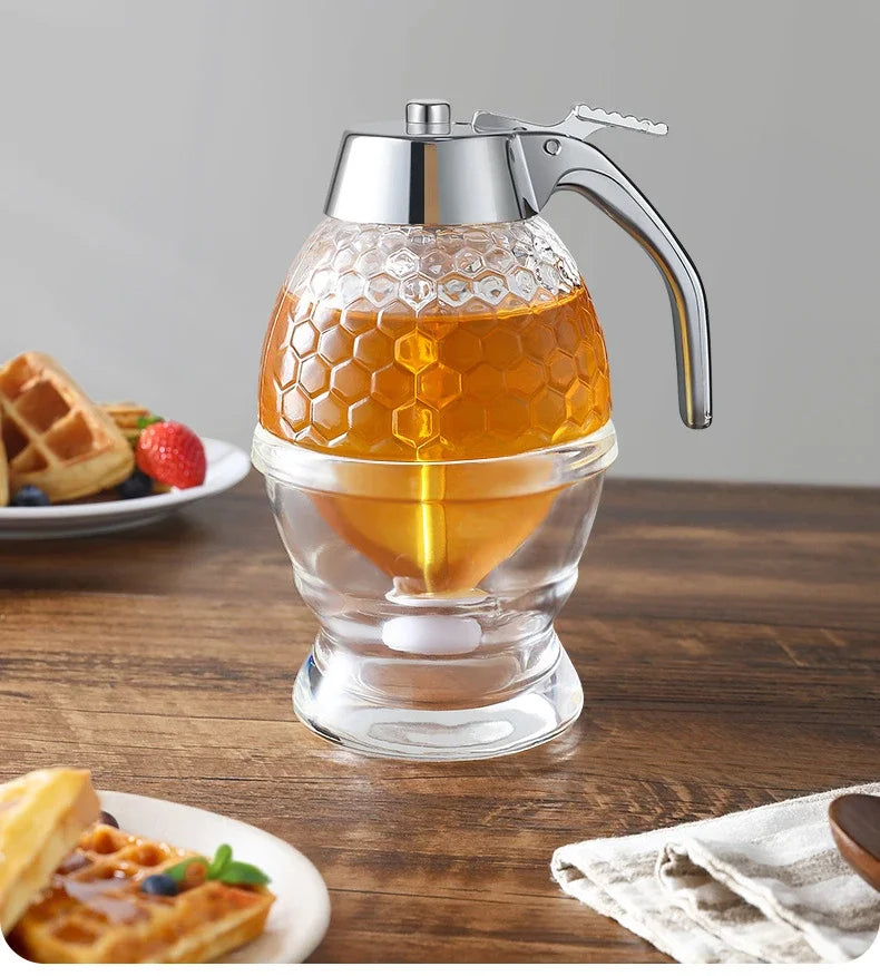 Portable Honey Jar Oil Syrup Storage Kettle Suitable for Juice Honeybee Kitchen Liquid Pot Container Kitchen Storage Supplies