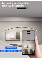 Contemporary Dining Room Pendant Light Sleek LED Arc Hanging Lamp Adjustable Brightness Energy Efficient Ideal for Kitchen Resta