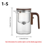 1 Set Glass Teapot Water Separation Wooden Handle Glass Tea Kettle With Infuser Drip-Free Spout Tea Pot For Tea Brewing
