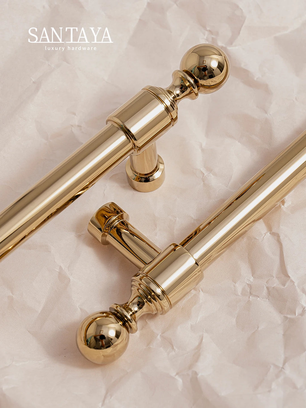 Santaya Solid Brass Kitchen Cabinet Handle PVD Gold Furniture Pulls Wardrobe Long Handles Dresser Drawer Knobs