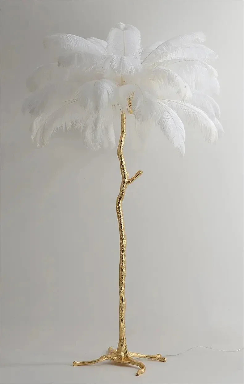 Living Room Sofa Side Floor Lamp Nordic Creative Ostrich Feather Standing Floor Light Home Decor Indoor Bedroom Bedside Fixture