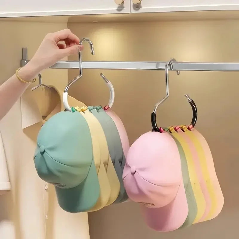 5pcs Baseball Cap Hat Rack Organizer Stainless Steel Hat Hanger Hanging Cap Holder Non-Slip Wall Mount Hook Organizer for Caps