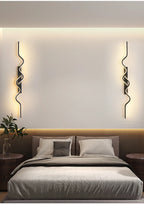 Wall Sconce Black LED Wall Lamp 80/100CM Long Strip Irregular Light Bedroom Bedside Lights Decorative Background Home Decor