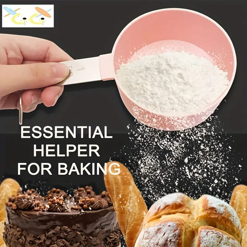 8pcs Measuring Cups & Spoons Set,Stackable Nesting Measure Cups with Stainless Steel Handle,Kitchen Gadgets for Cooking & Baking