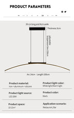 Contemporary Dining Room Pendant Light Sleek LED Arc Hanging Lamp Adjustable Brightness Energy Efficient Ideal for Kitchen Resta