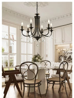 American Black Metal E14 Led Chandelier Living Room Crystal Hanging Lamp Art Decor Home Lighting Led Lamparas Luminarias