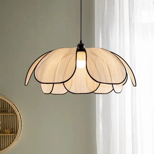 French Cream Style Chandelier, Nordic Minimalist Petal Pendant Light, Japanese Vintage Artistic Ceiling Lamp for Living Room