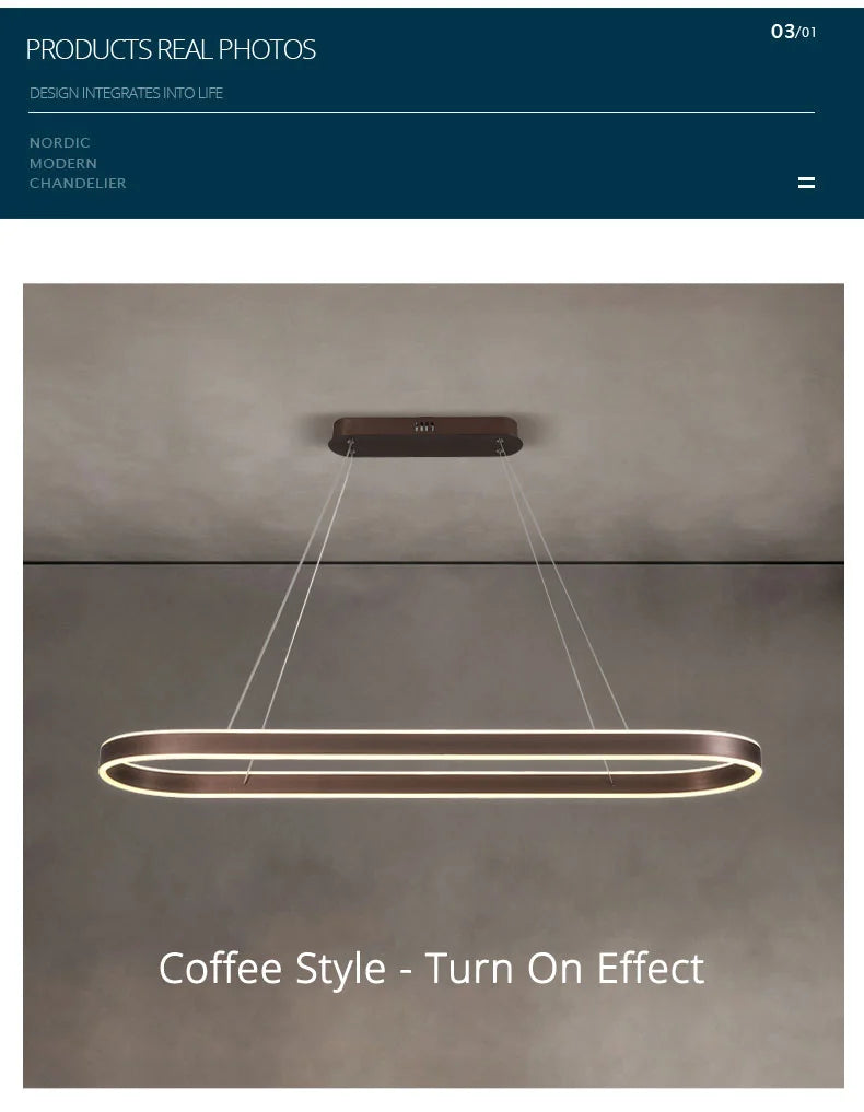 Nordic LED Restaurant Chandelier Ring Aluminum Chandelier Suitable For Kitchen Restaurant Hanging Chandelier Lustre Lighting