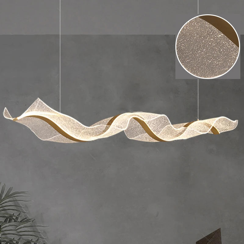 Nordic Creative Led Chandelier Design Long Wave Pendant Lights Restaurant Bar Lamp Dining Room Home Decor Hanging Light Fixture