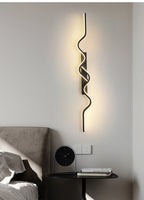 Wall Sconce Black LED Wall Lamp 80/100CM Long Strip Irregular Light Bedroom Bedside Lights Decorative Background Home Decor