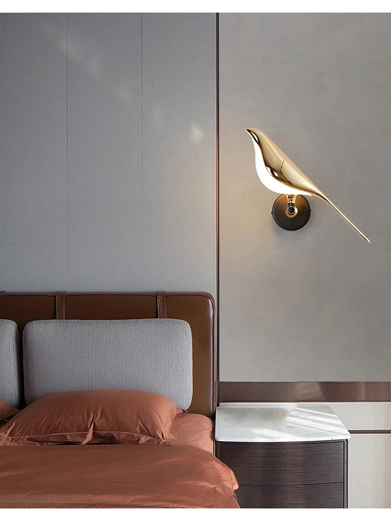 Nordic Golden Bird LED Wall Lights Parlor Bar Creative Wall Lamps Novelty Sconces Bedroom Bedside Lamp Living Room Decoration
