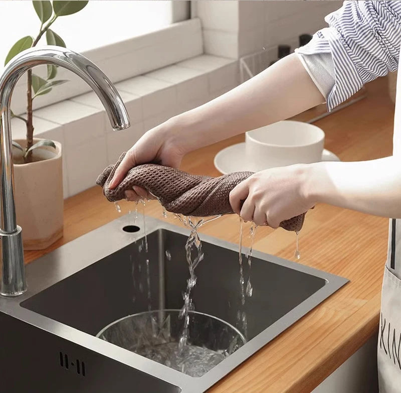 New 100% Cotton Dishcloth Ultra Soft Absorbent Kitchen Towel Household Cleaning Cloth Wash Cloth Kitchen Accessories